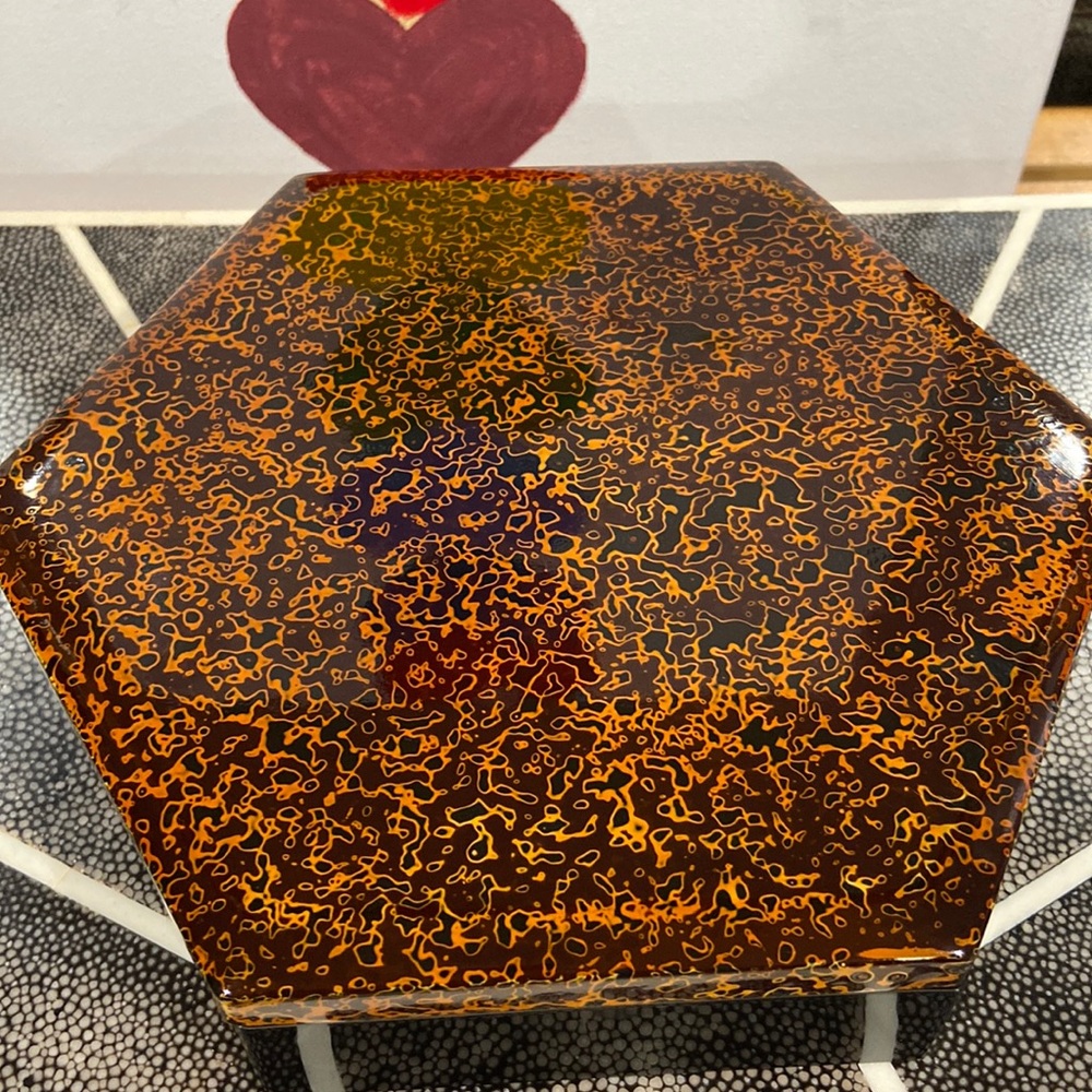painted jewelry box (black, brown and orange)